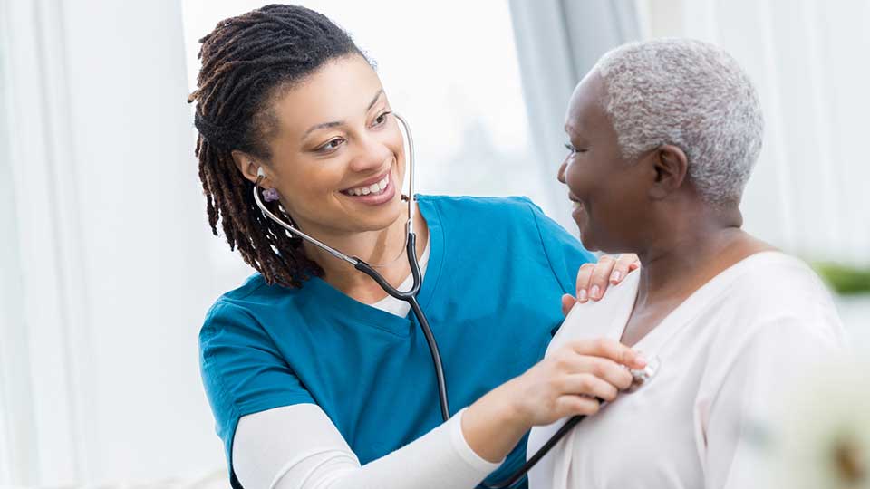 Doctor evaluating patient for pulmonary hypertension