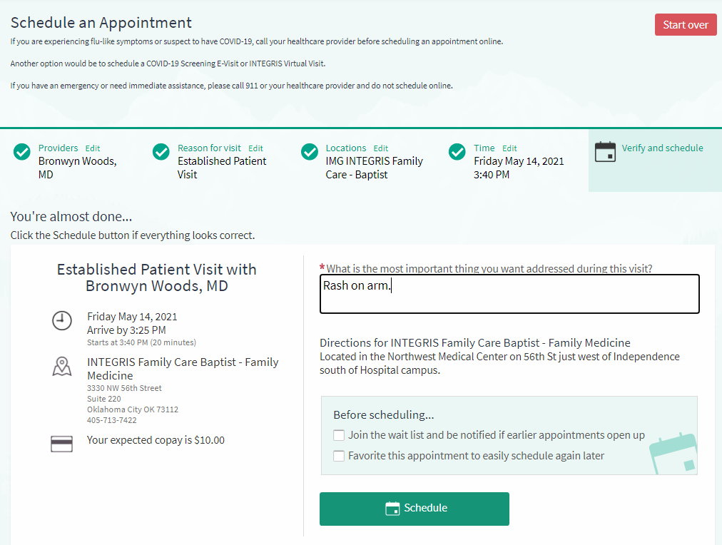 Reason for appointment