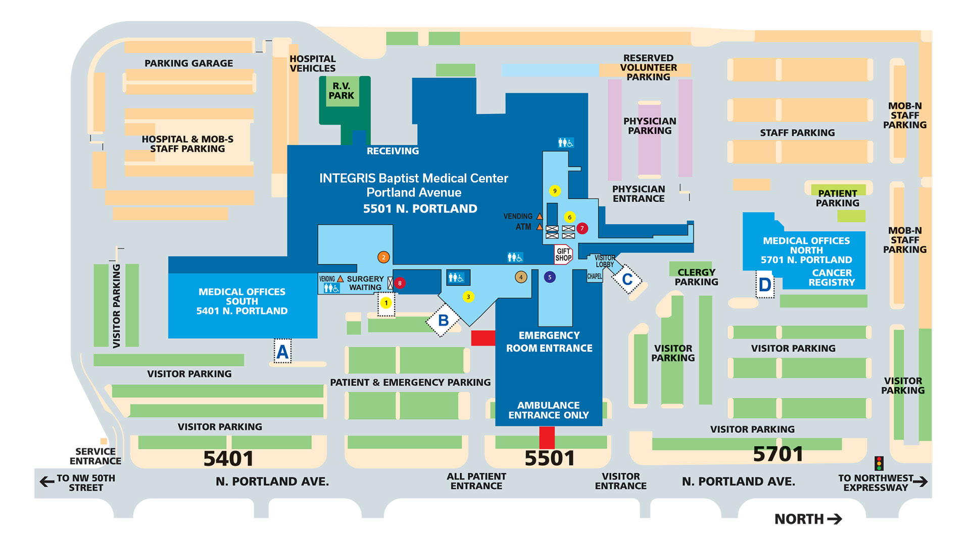 INTEGRIS Baptist Medical Center Portland Avenue Map