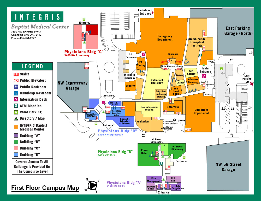 INTEGRIS Baptist Medical Center First Floor Map