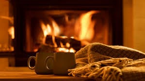 Fireplace burning