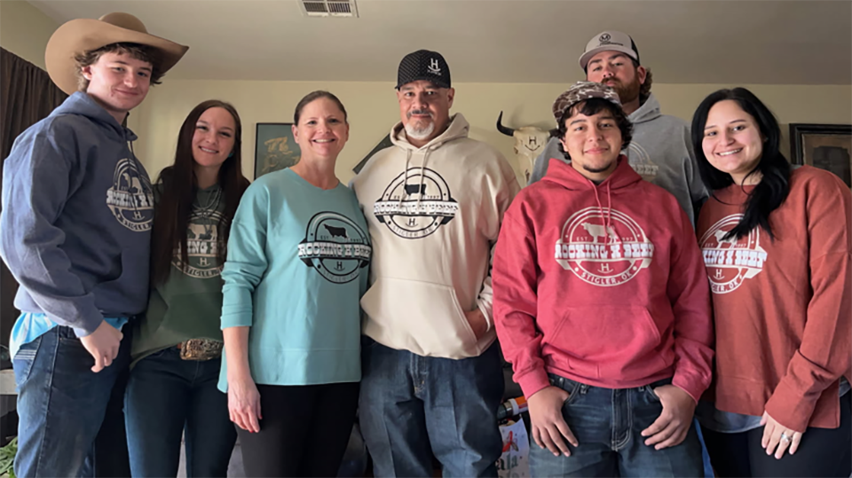 Sam and his girlfriend Emma, Lisa, Justin, Blazen, Brooke and her husband Colt Macom in back.