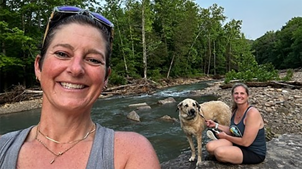 Bridget enjoying nature with her friend, Andrea Manley.