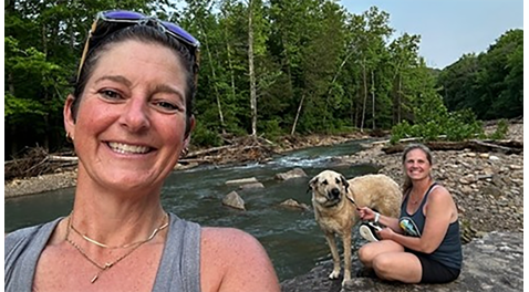 Bridget enjoying nature with her friend, Andrea Manley.