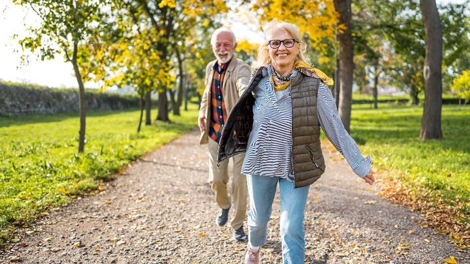 Couple on a brisk walk
