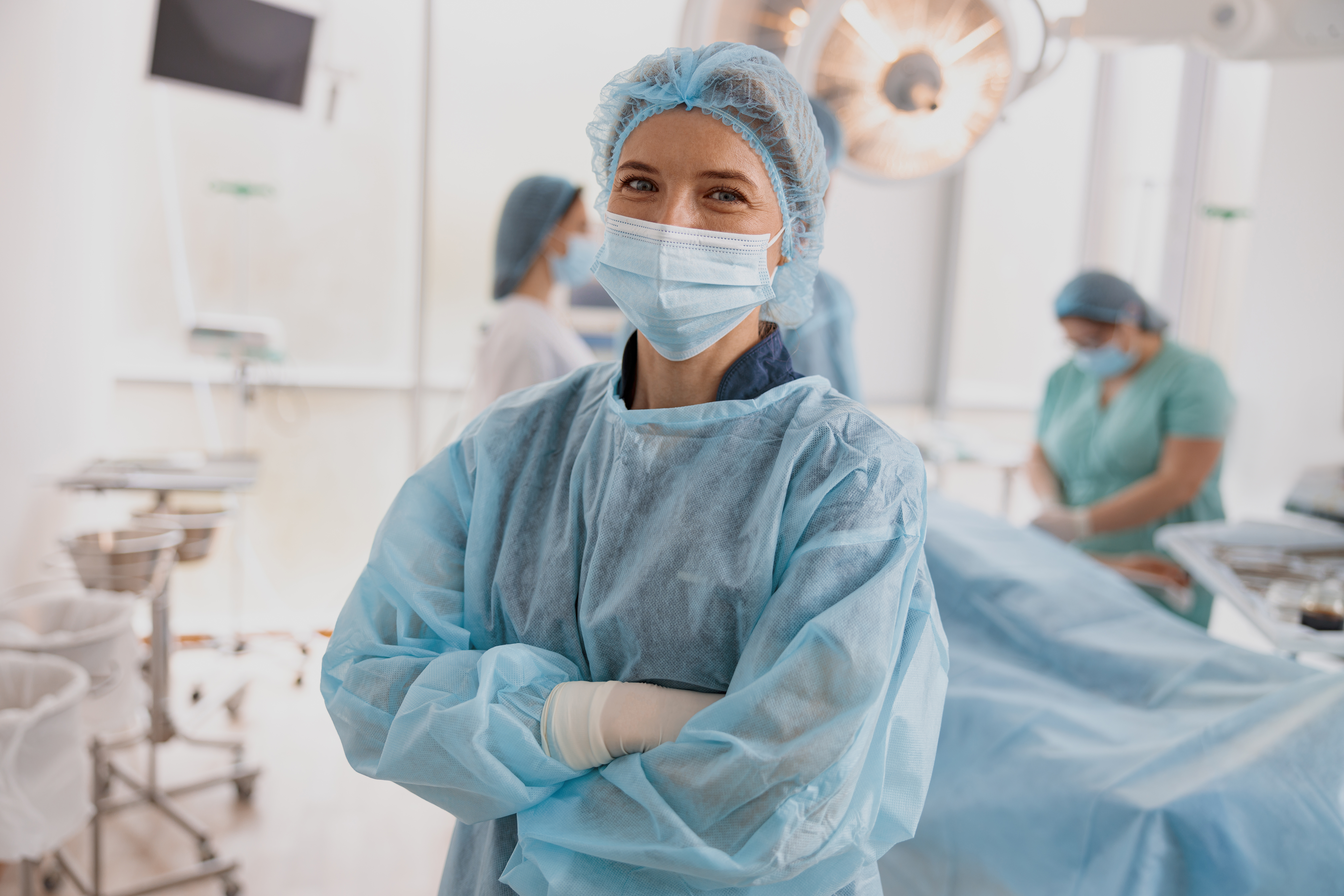 Surgeon smiling in operating room
