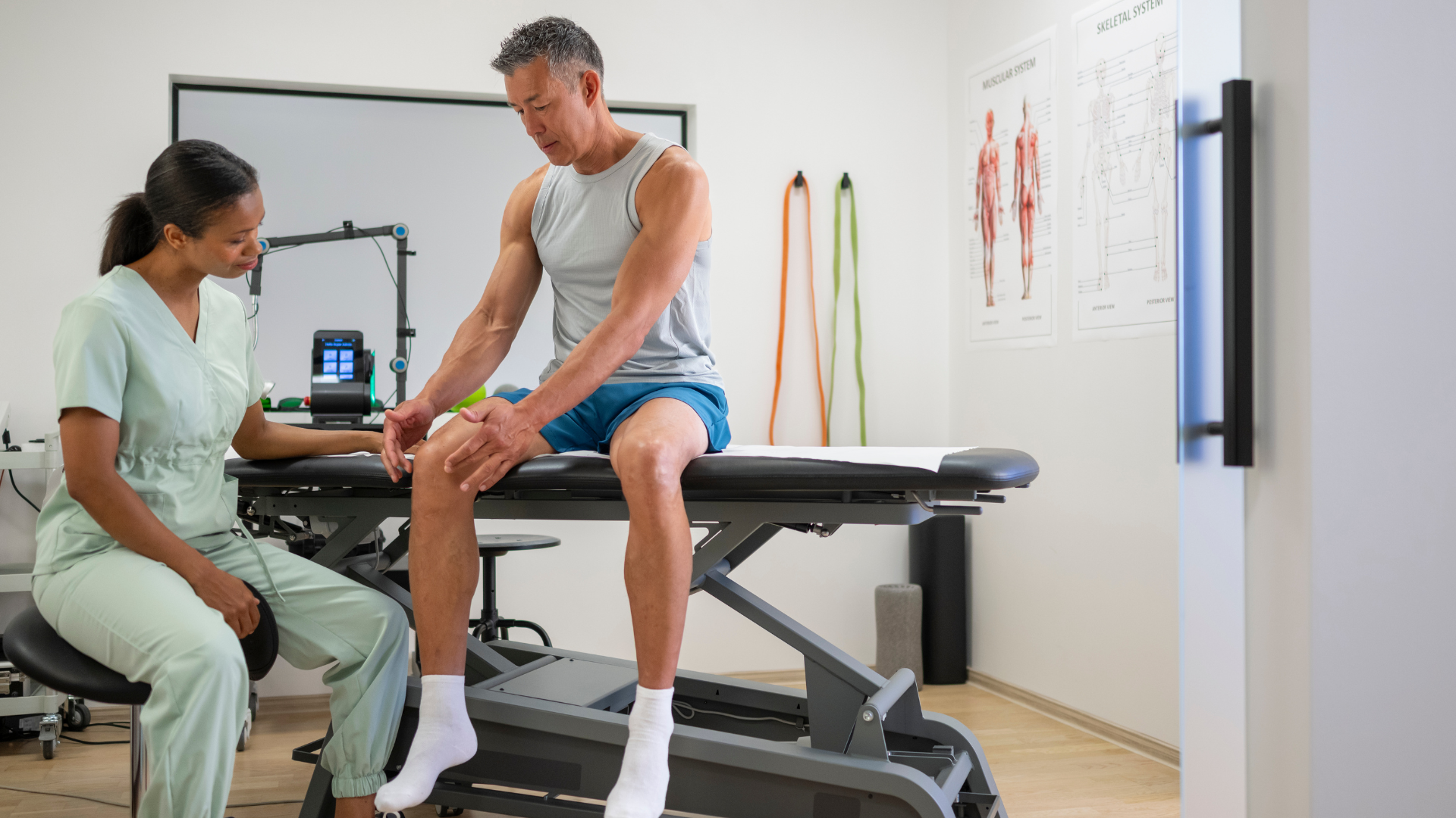 Doctor examining orthopedic patient