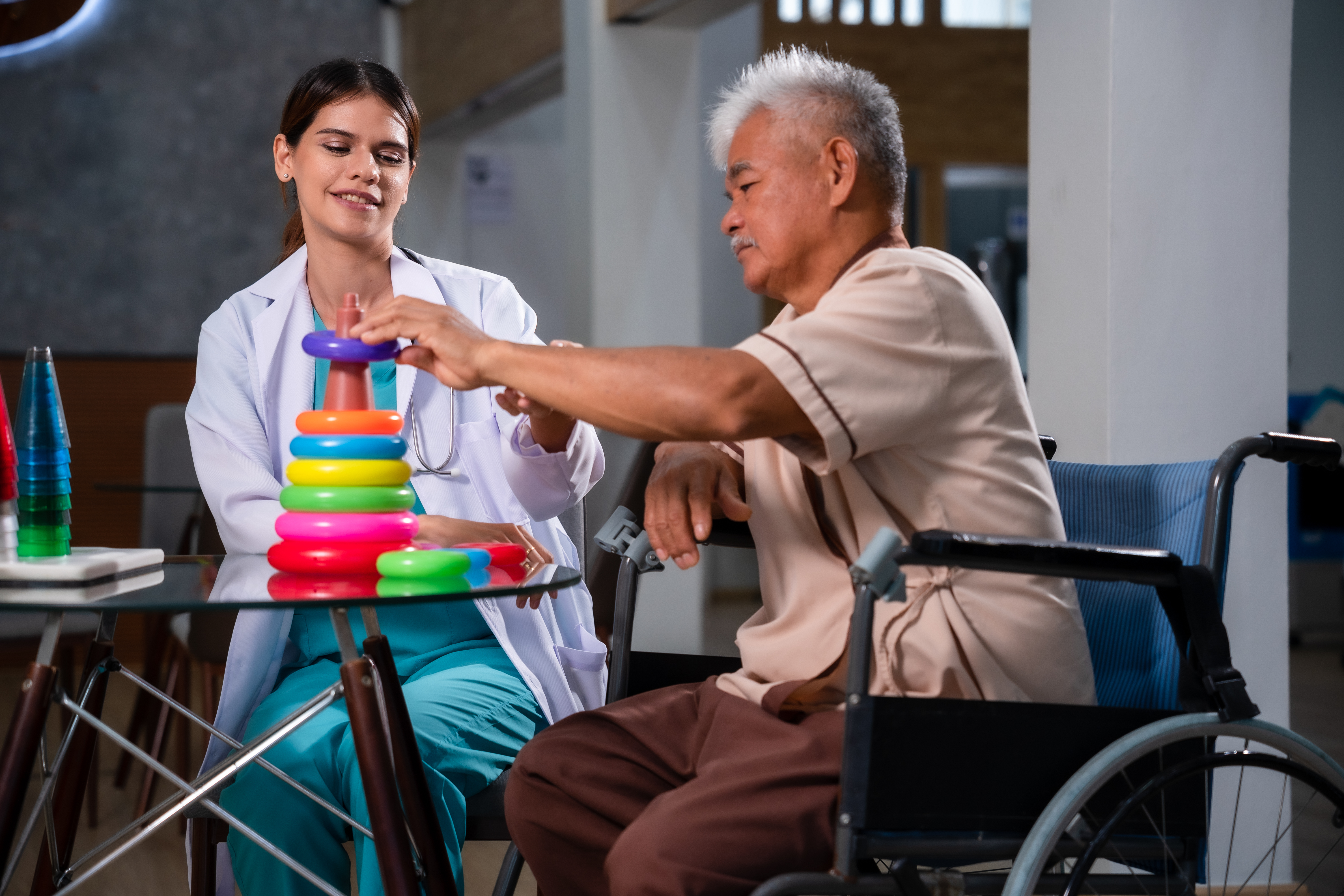 Rehabilitation of the brain and body of patients with ischemic stroke or obstruction.