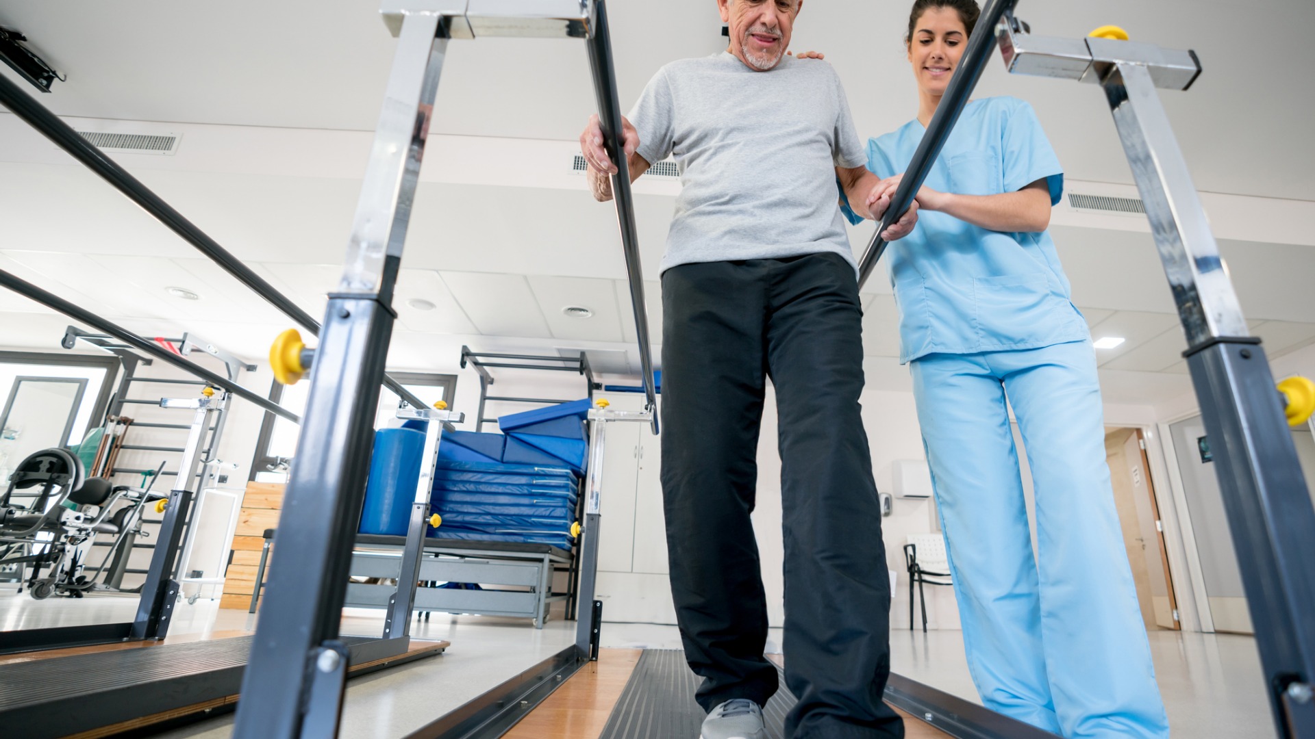 elderly patient doing physical therapy