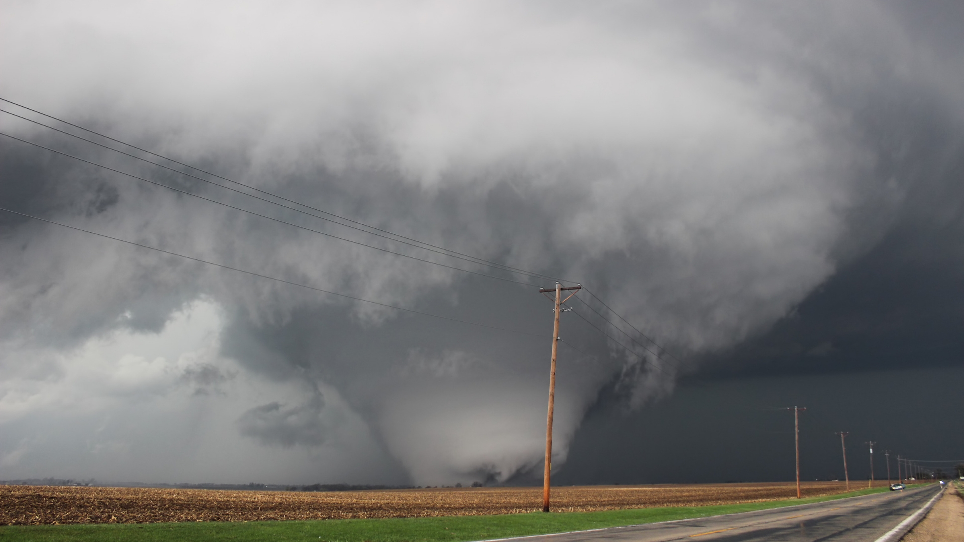 tornado on flat road in Oklahoma