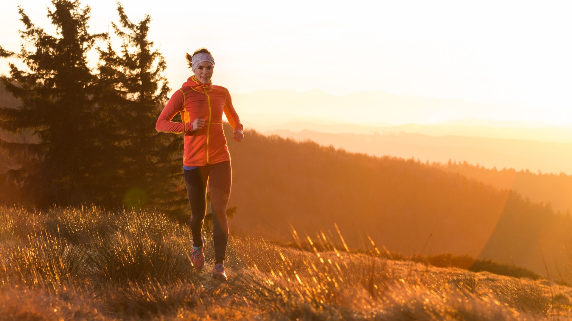 woman running in field