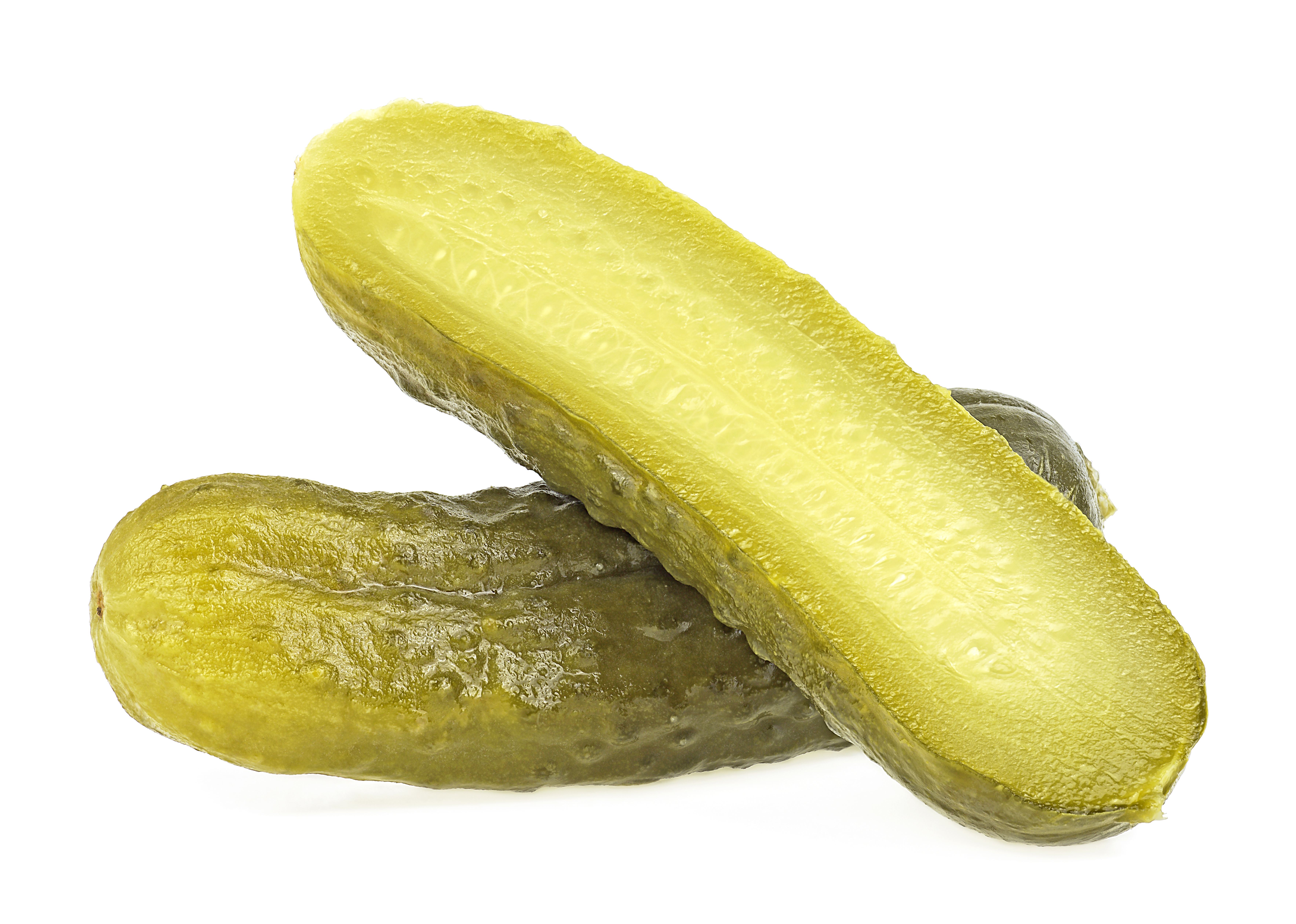 a pickle halved lengthwise