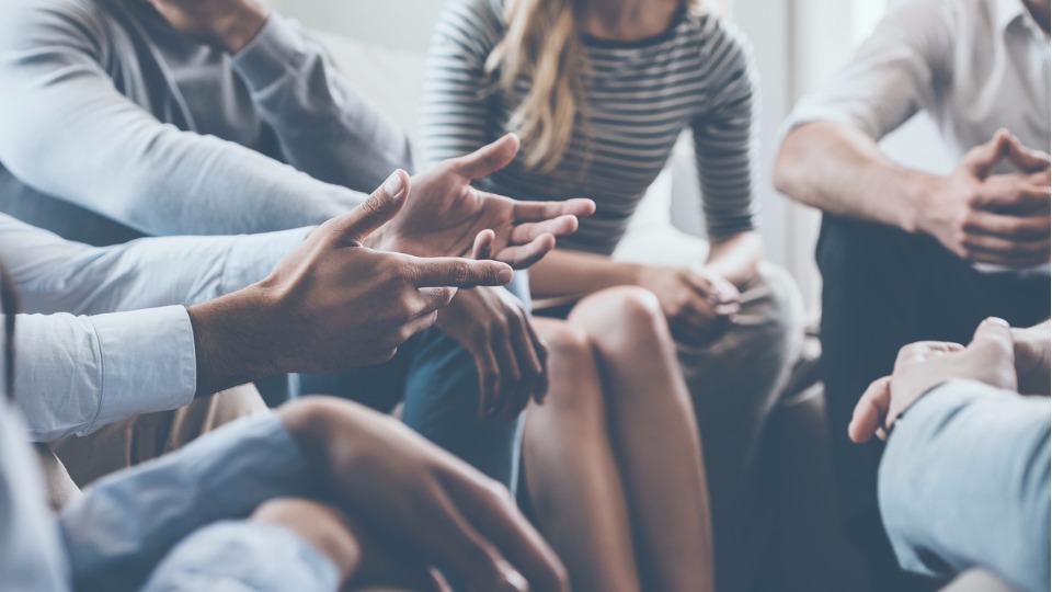 addicts in a support group