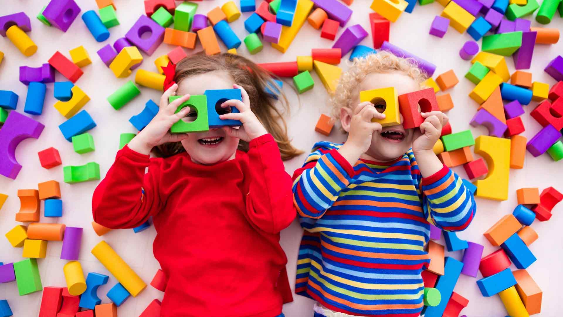 children playing with block toys